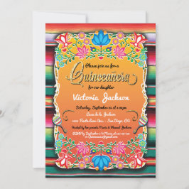 Invitación Mexican Gold Fiesta Quinceañera Inviations