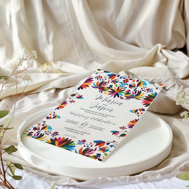 Invitación Mexican Otomi Tenangos Fiesta Folk Art Wedding (Mexican Otomi Tenangos Fiesta Folk Art Wedding Invitation)
