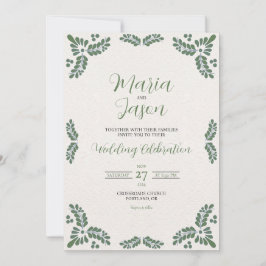 Invitación Mexican Talavera Green Floral Minimalist Wedding