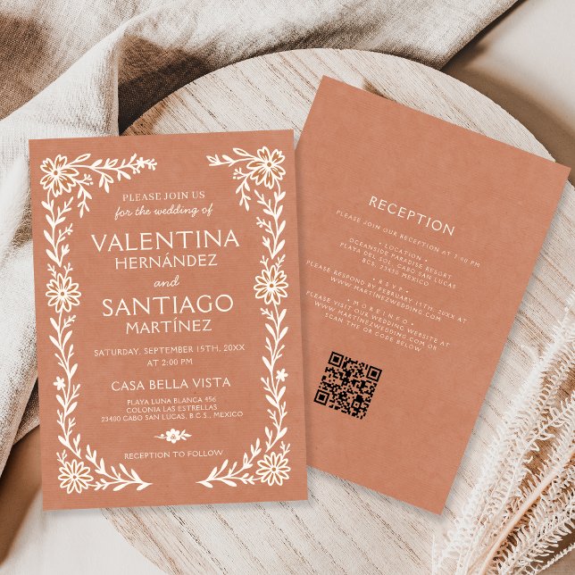 Invitación Mexican Talavera Terracotta Floral Boho Wedding (Subido por el creador)