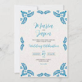 Invitación Mexican Talavera Turquoise Minimalist Wedding