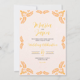 Invitación Mexican Talavera Yellow Floral Minimalist Wedding