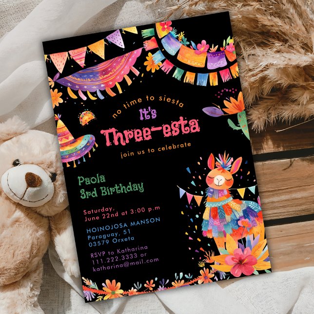 Invitación Mexican Three-Esta Fiesta Kids 3rd Birthday  (Subido por el creador)