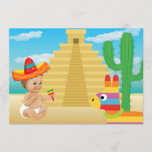 Invitación mexicana a Baby Shower con bebé ventila