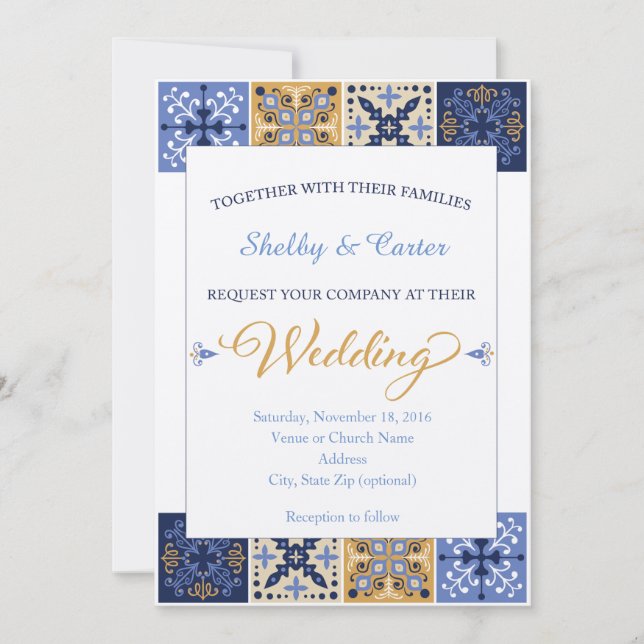 Invitación mexicana de la boda de la teja de (Anverso)