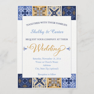 Invitación mexicana de la boda de la teja de