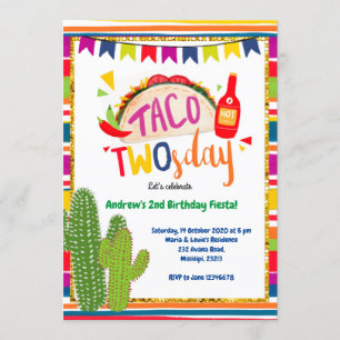 Invitación mexicana del cumpleaños de Twosday del