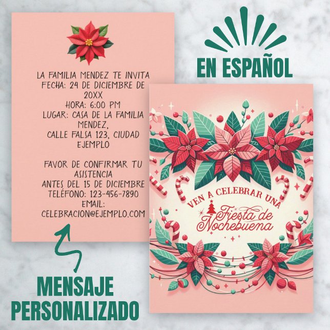 Invitación Mexicana Fiesta de Nochebuena Española (Invitación Mexican Fiesta de Nochebuena Spanish Invitation)