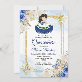 Invitación mexicana Pastel Blue 4 Quinceañera