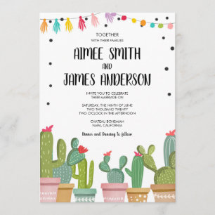 Invitación mexicana suculenta de la boda del