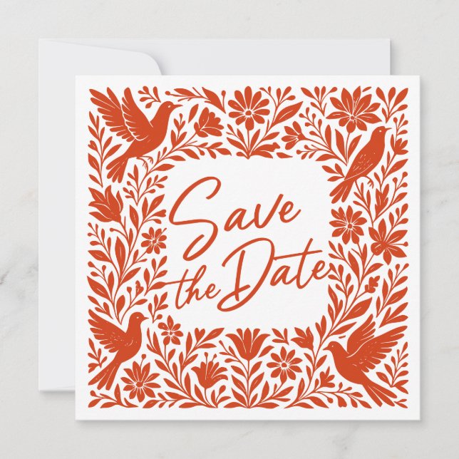 Invitación Mexicano Otomí Tenango Talavera Save the Date (Anverso)