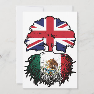 Invitación México Bandera de raíces de árboles británicos mex