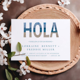 Invitación Mexico Beach Hola Typografía Boda de destino