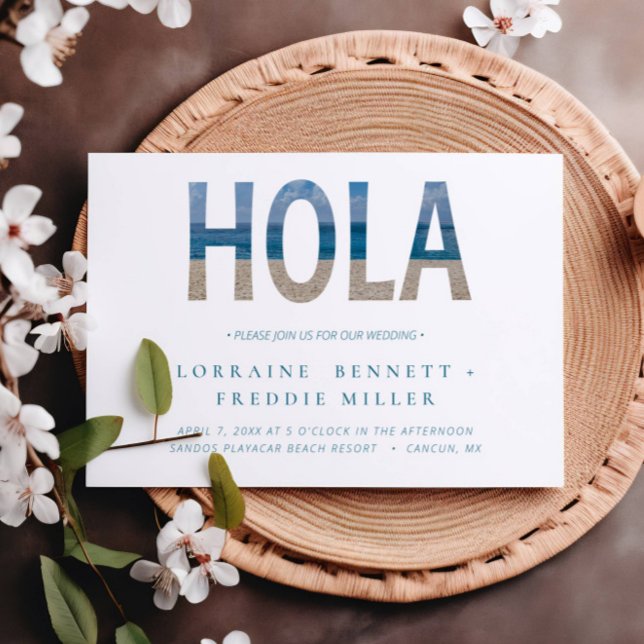 Invitación Mexico Beach Hola Typografía Boda de destino (Subido por el creador)