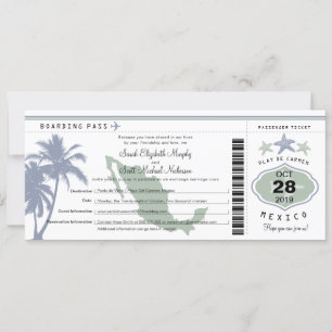 Invitación México Boda De Pasos De Plástico De Palm Tree Star