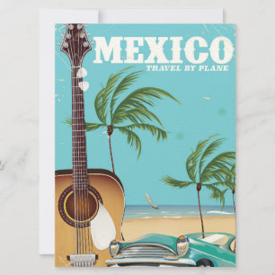 Invitación México - cartel de viaje en avión