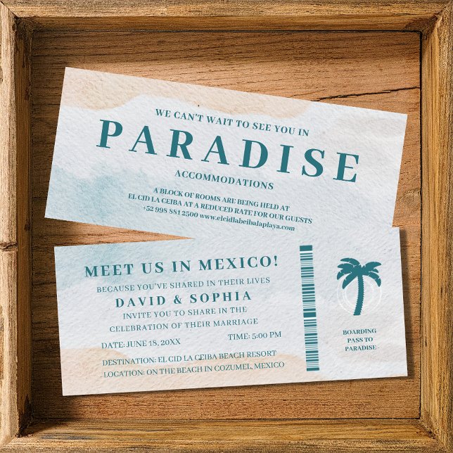 Invitación Mexico Destination Wedding Boarding Pass (Subido por el creador)