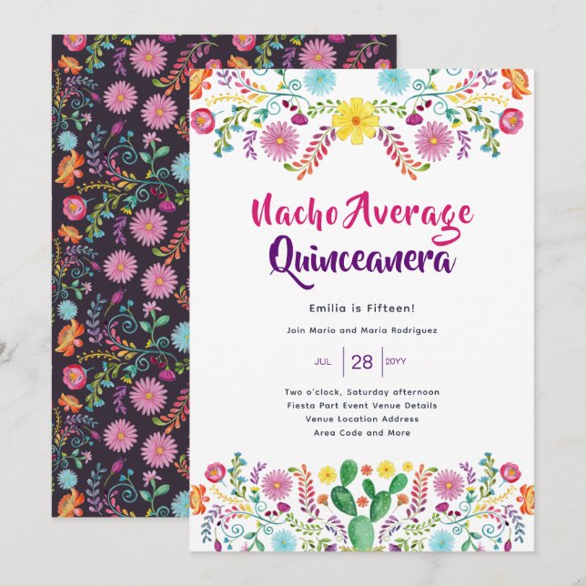 Invitación México FIESTA Bridal Shower Invitó al Arte Popular (Anverso / Reverso)