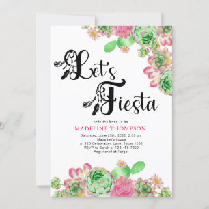 Invitación México: Fiesta, ducha de novias de cactus rosados
