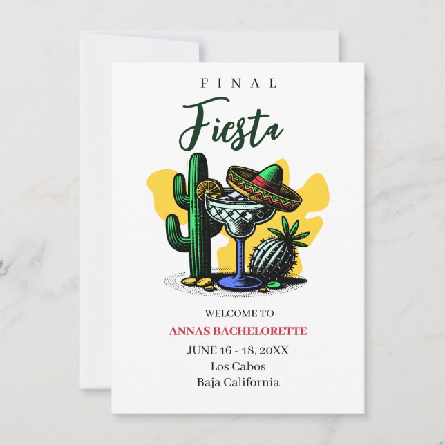 Invitación méxico final fiesta soltera margarita (Anverso)