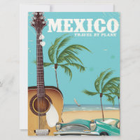 México - viajar en avión cartel de viaje
