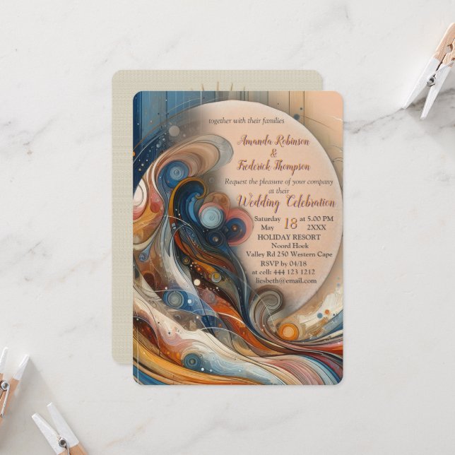 Invitación Mezcla bohemia de flores verde azuladas, magenta y (Anverso/Reverso In Situ)