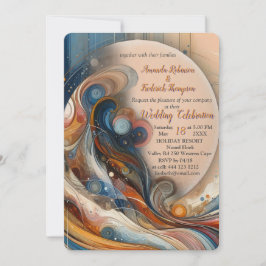 Invitación Mezcla bohemia de flores verde azuladas, magenta y