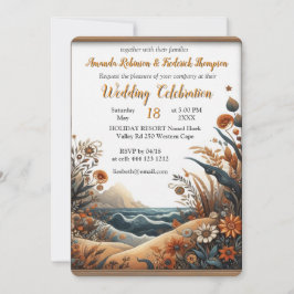 Invitación Mezcla bohemia de flores verde azuladas, magenta y