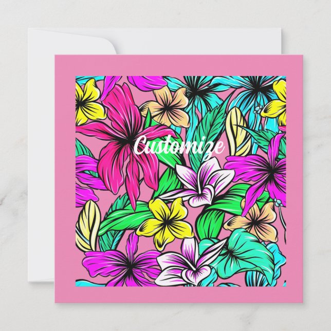 Invitación Mezcla de Flores Tropicales Thunder_Cove (Anverso)