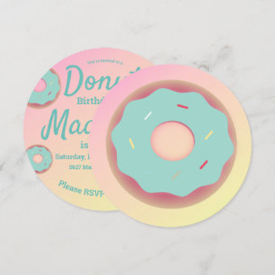 Invitación Mezcla de Sprinkles de Donut Rosa y Verde Teal Omb