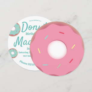 Invitación Mezcla de Sprinkles de Donut Rosa y Verde Teal Red