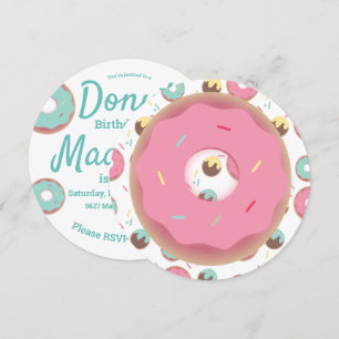Invitación Mezcla redonda de rociado de donut rosa y verde te