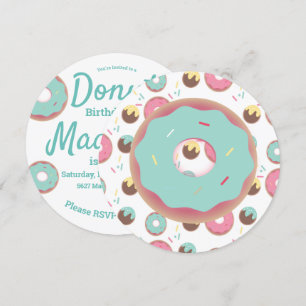 Invitación Mezcla redonda de rociado de donut rosa y verde te