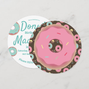 Invitación Mezcla redonda de sprinkles de donut rosa y verde 