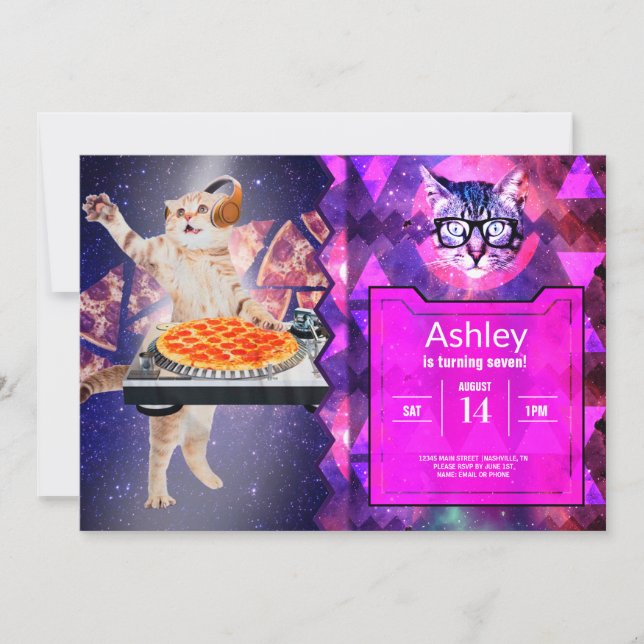 Invitación Mezclador conmutable de gato DJ (Anverso)