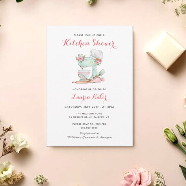 Invitación Mezclador de pasteles Cocina Ducha de novia Invita (Subido por el creador)