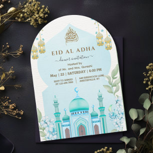 Invitación Mezquita acuarela Eid al Adha Dinner Blue