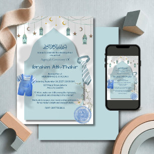 Invitación Mezquita Azul arco Islámico Aqiqah y Baby Shower N