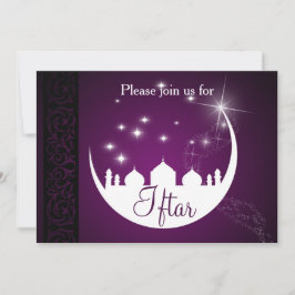 Invitación Mezquita de la Luna de Purple Eid Mubarak