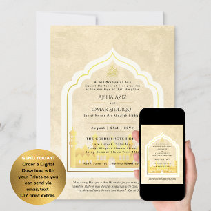 Invitación Mezquita de Oro Boda Islámico LeahG Elegant Nikah