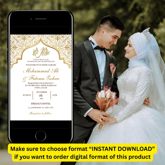 Invitación Mezquita de oro Elegancia Boda musulmán Nikah (Subido por el creador)