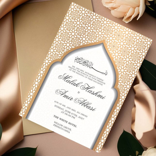 Invitación Mezquita de oro y Boda musulmán geométrico (Subido por el creador)