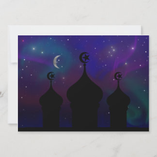 Invitación Mezquita de Ramadán con cielo nocturno mágico