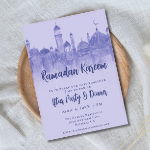 Invitación Mezquita Púrpura Ramadan Iftar Fiesta de cena