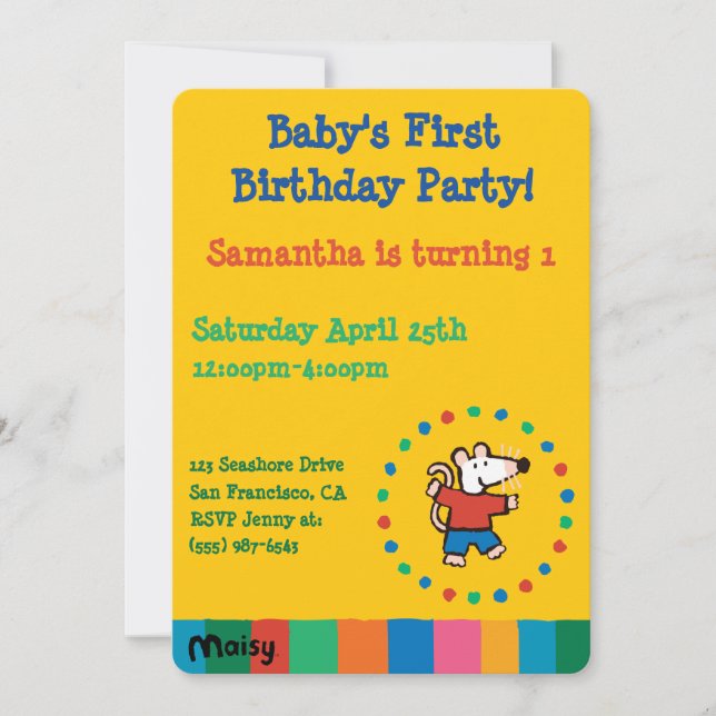 Invitación Mi Amigo Maisy Birthday (Anverso)