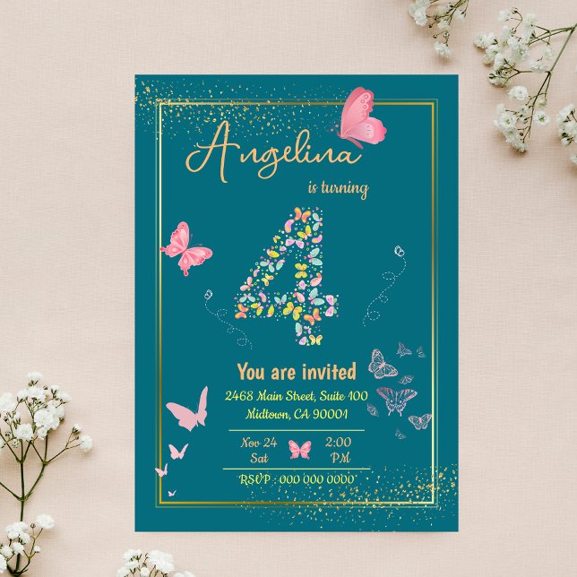 Invitación Mi ángel cumple cuatro años: el cumpleaños de mi m (Subido por el creador)
