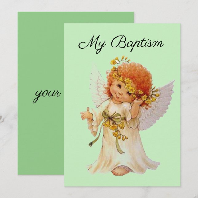 Invitación Mi ángel de bautismo (Anverso / Reverso)