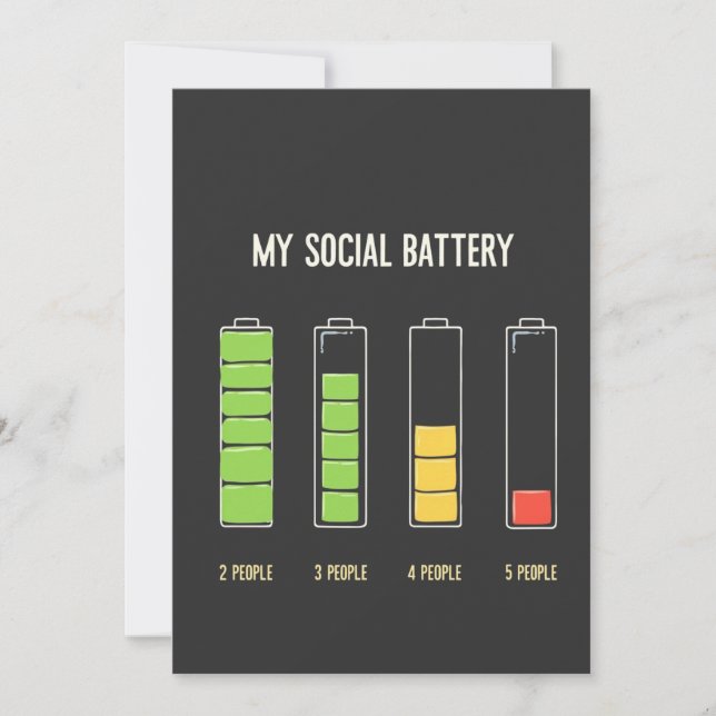 Invitación Mi batería social introverte el humor social (Anverso)