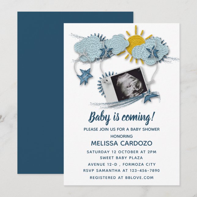 Invitación Mi bebé ultrasonido - Baby Shower Adorable (Anverso / Reverso)