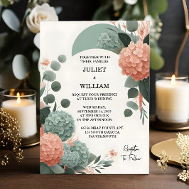 Invitación Mi Boda verde sabio en Rubor color pastel de menta